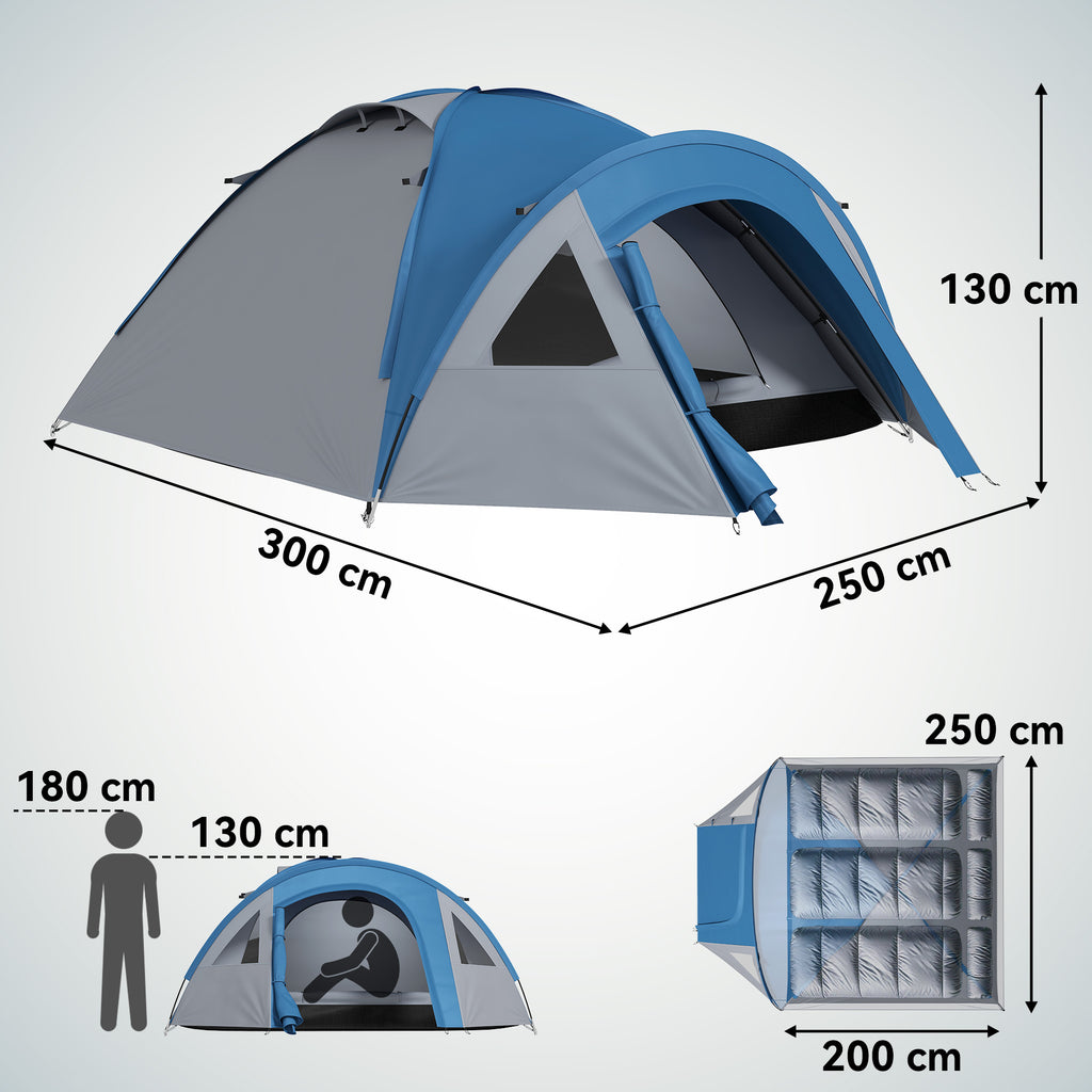 Tente de camping familiale 3 personnes tente dôme étanche légère, ventilée facile à monter double porte et-2