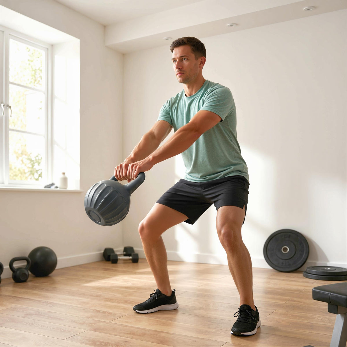 Kettlebell 10 kg, Haltère avec Poignée Antidérapante, Haltère à Boule, Musculation, Entraînement, pour Gym, Gris-8