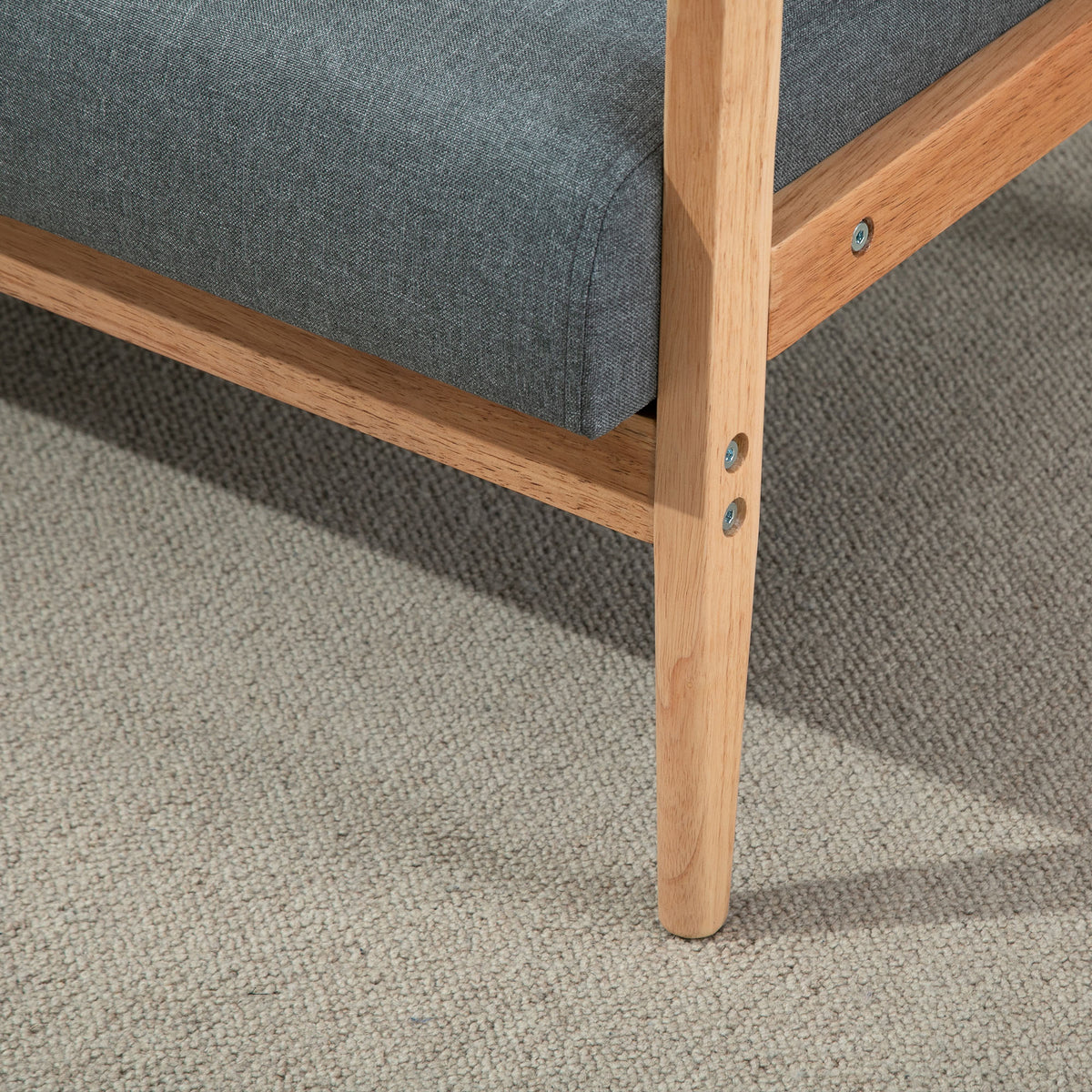 Canapé 2 places style scandinave avec accoudoirs, pieds en bois, 115l x 66,5P x 73H cm, gris-8