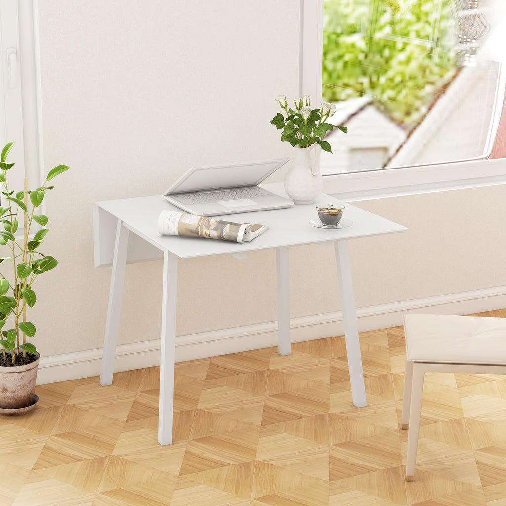 Table de cuisine pliable table à manger pliante avec plateau rabattable en bois pour 2 à 4 personnes blanc-9