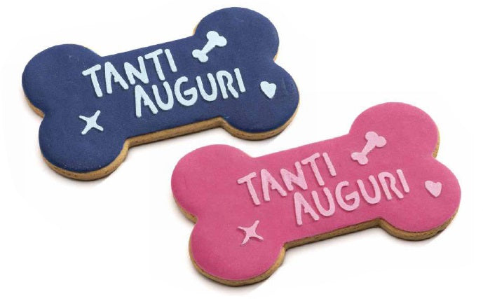 BISCOTTO GRANDE A FORMA DI OSSO "TANTI AUGURI"