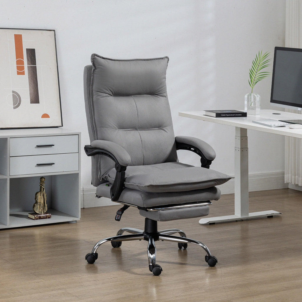Fauteuil de bureau massant et chauffant, chaise de bureau, hauteur réglable, dossier inclinable, 66x74x121,5cm gris-9