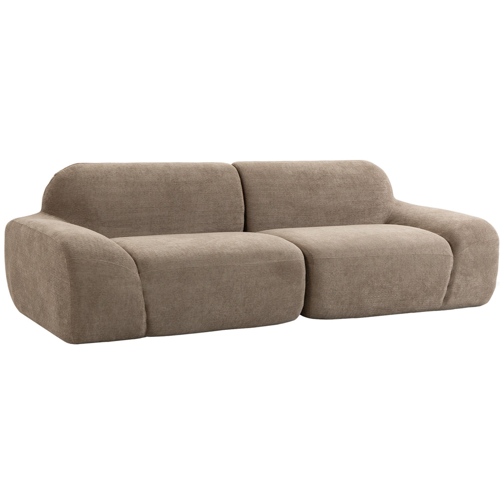 Canapé 3 Places en Chenille 244 cm, Canapé Salon Moderne, Assise et Accoudoirs Larges, Ressorts Ensachés, Marron Clair-0