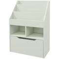 Bibliothèque étagère Multi-Rangement 3 étagères 2 niches Grand tiroir en bois Vert clair-0