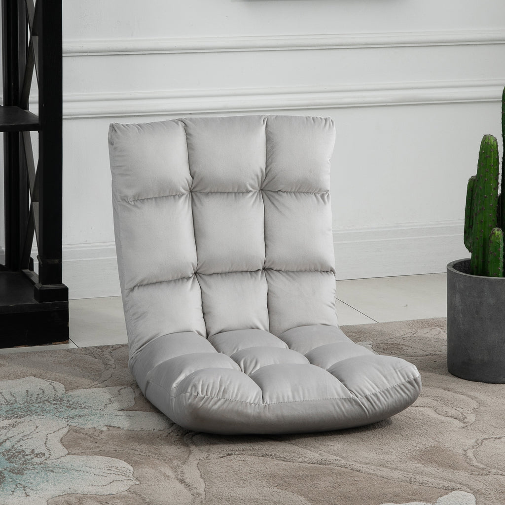 Fauteuil Convertible Fauteuil Paresseux Grand Confort Inclinaison Dossier Multipositions 90°-180° Flanelle Polyester capitonné Gris Clair-9