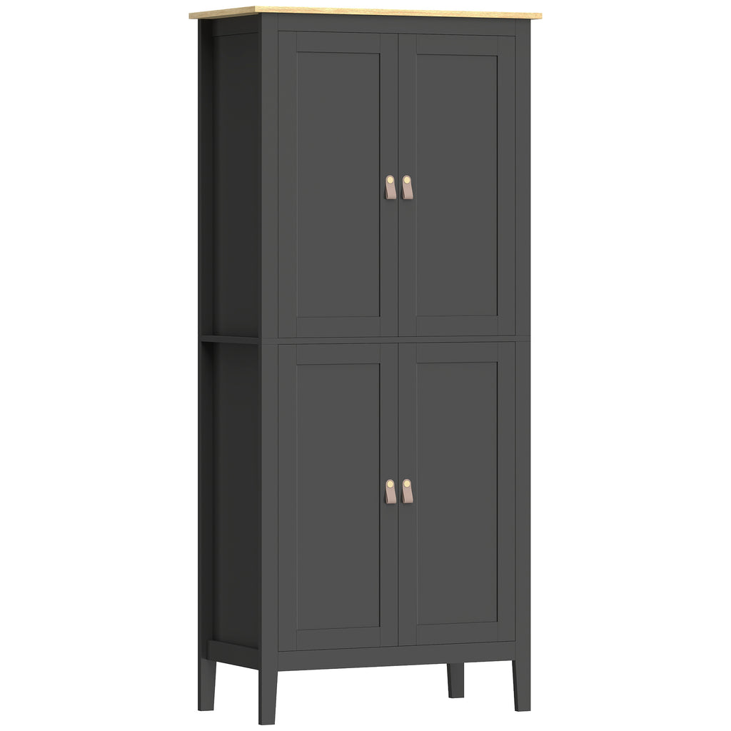 Buffet cuisine, meuble cuisine rangement haut avec LED réglable et détecteur de mouvement, 80 x 40 x 176,5 cm, noir-0