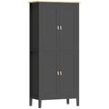 Buffet cuisine, meuble cuisine rangement haut avec LED réglable et détecteur de mouvement, 80 x 40 x 176,5 cm, noir-0