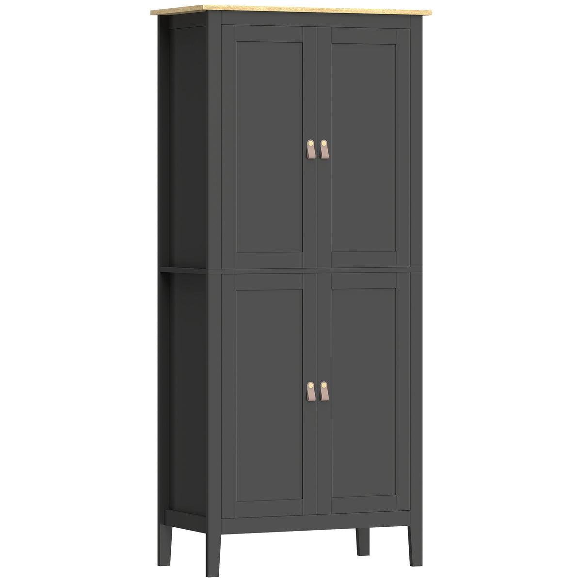 Buffet cuisine, meuble cuisine rangement haut avec LED réglable et détecteur de mouvement, 80 x 40 x 176,5 cm, noir-0