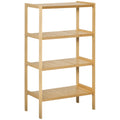 Étagère de rangement, étagère en bambou à 4 niveaux, bibliothèque pour salon, chambre et bureau,62 x 33 x 112 cm, bois naturel-0