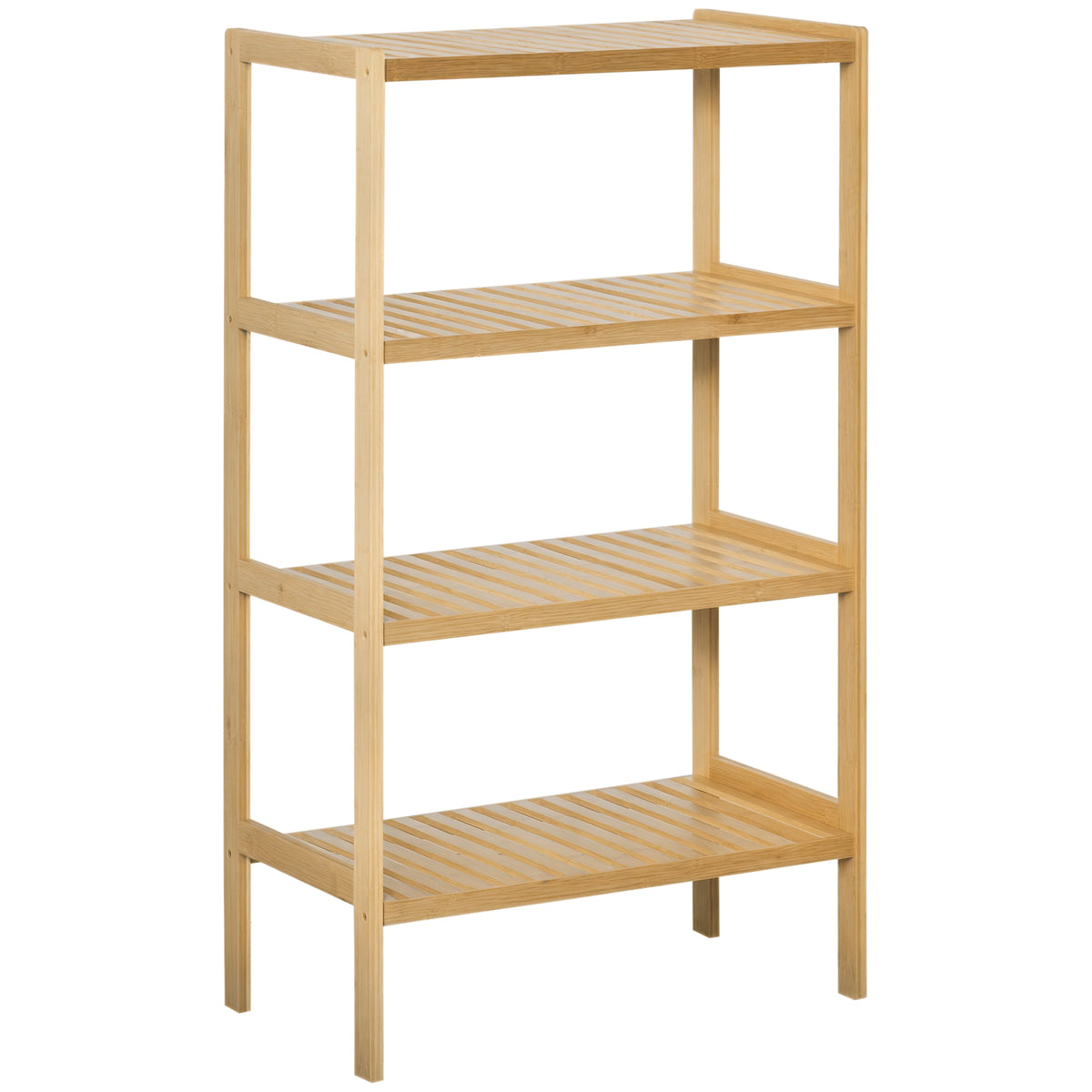 Étagère de rangement, étagère en bambou à 4 niveaux, bibliothèque pour salon, chambre et bureau,62 x 33 x 112 cm, bois naturel-0