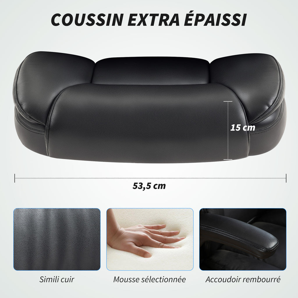 Fauteuil de bureau avec accoudoirs relevables, chaise de bureau ergonomique, hauteur réglable, fonction de bascule, noir-4