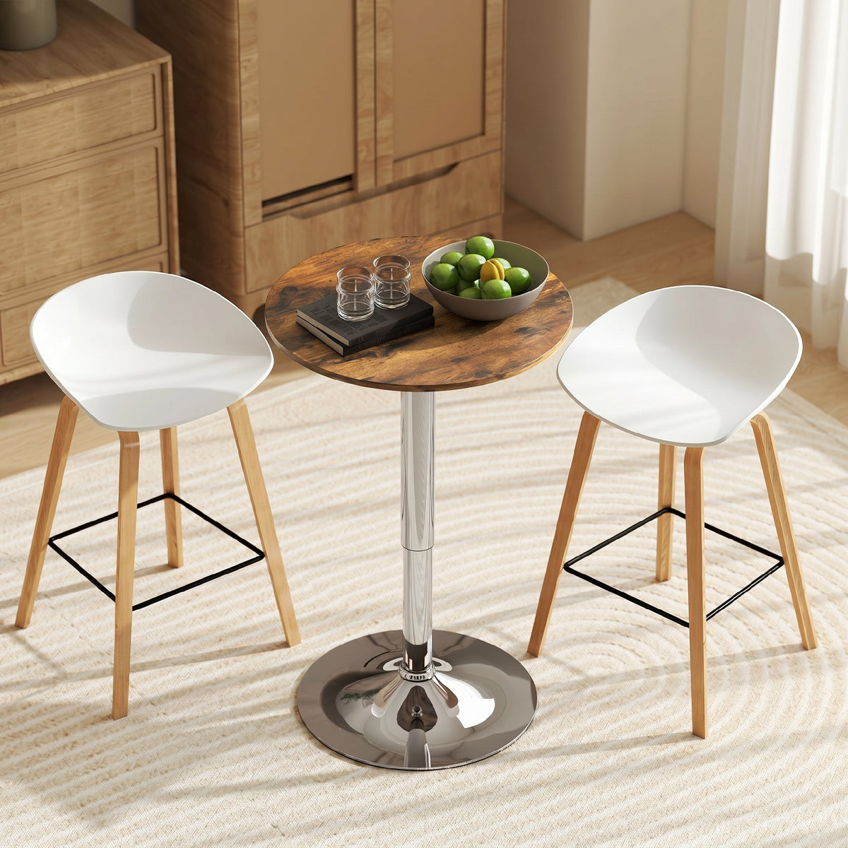 Table de Bar Table Bistro Mange-debout Hauteur réglable 67-93 cm Plateau pivotant 360° marron-6