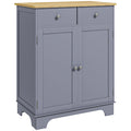 Meuble de rangement buffet salon avec placards, 2 tiroirs et étagères réglables, 68x40,3x85cm, gris et bois naturel-0
