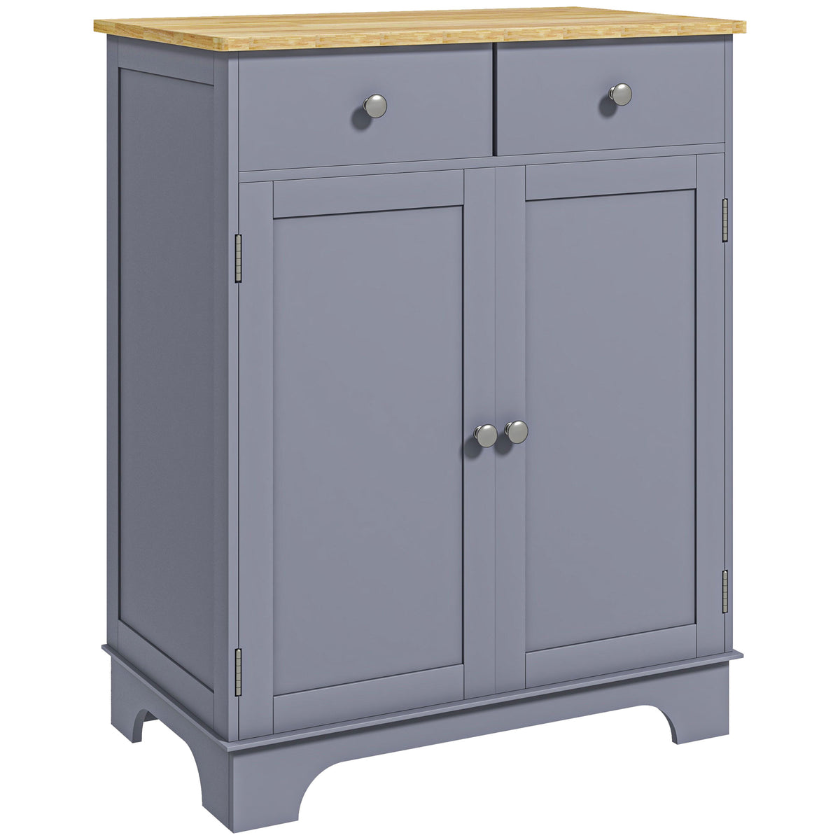 Meuble de rangement buffet salon avec placards, 2 tiroirs et étagères réglables, 68x40,3x85cm, gris et bois naturel-0