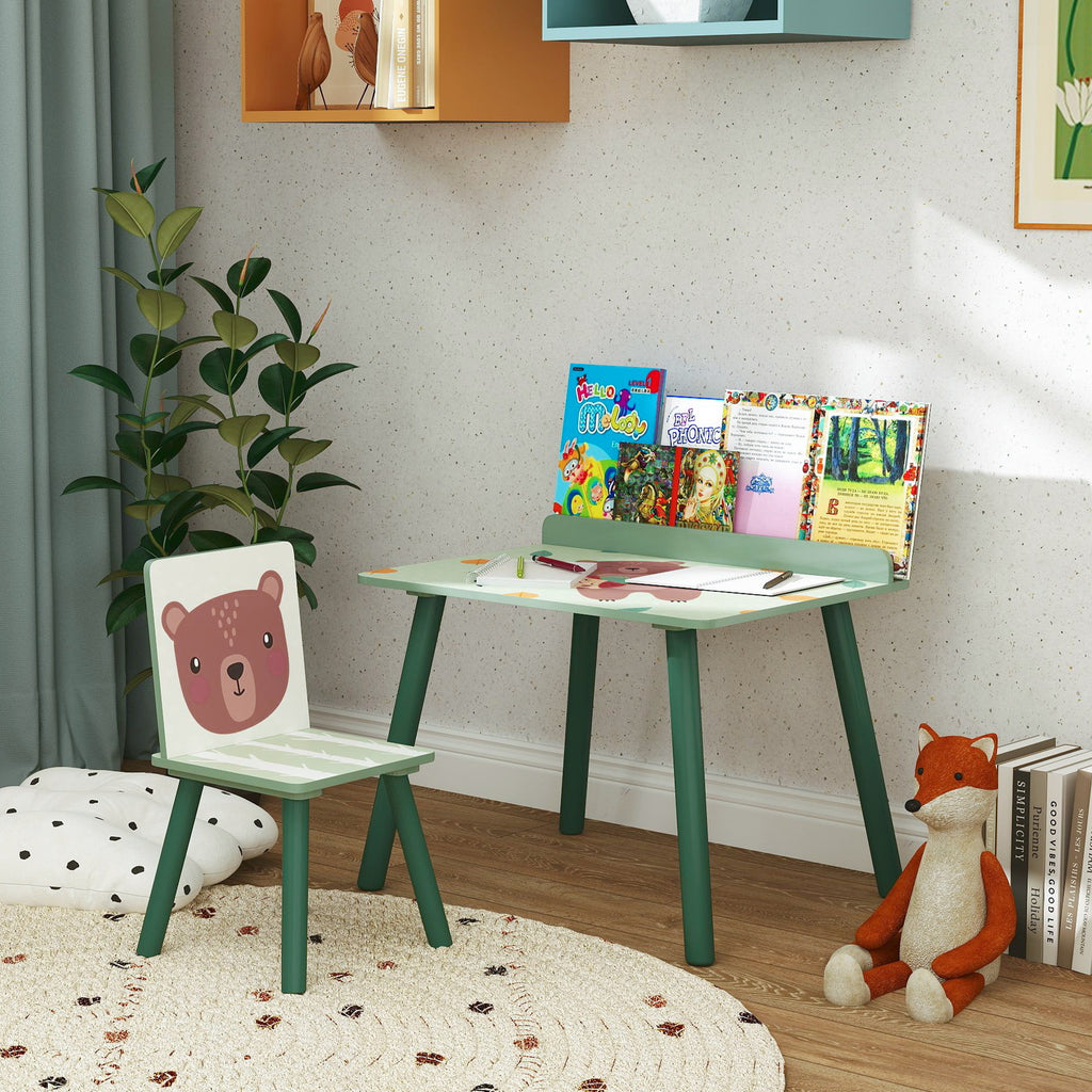 Table Enfant avec Chaise, Ensemble Table et Chaise en Bois pour Dessiner, Jouer, Étudier, Cadeau pour 3-8 Ans, Vert-9