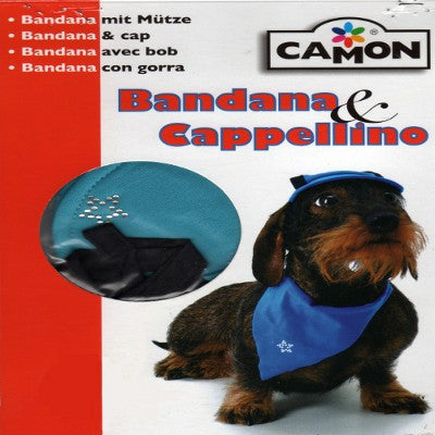 CAMON BANDANA E CAPPELLINO CON VISIERA PER CANI TG. M AZZURRO