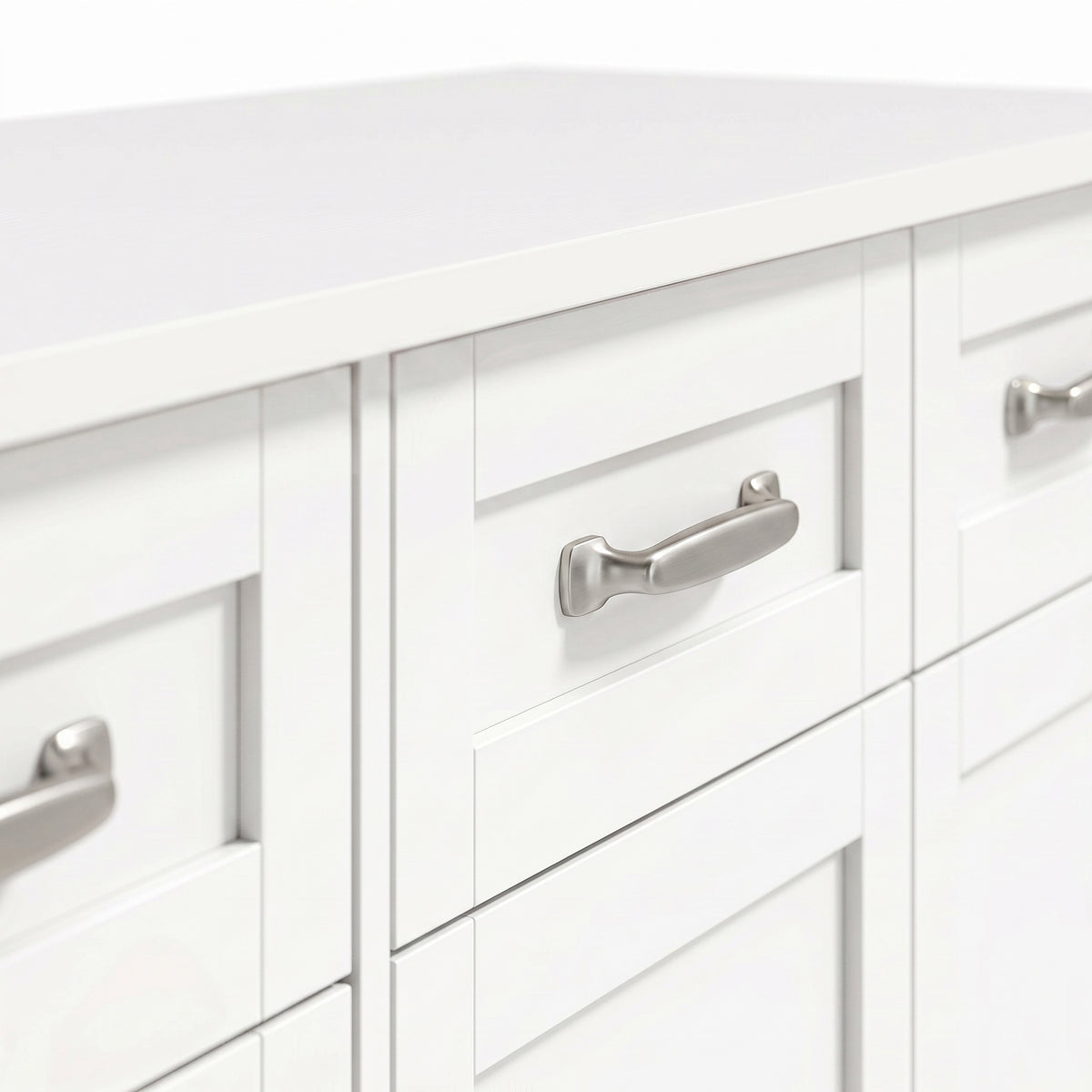 Buffet Cuisine avec Tiroirs, Portes, Étagères Réglables, Style Shaker, Dispositif Anti-Basculement, 140x38x80cm, Blanc-9