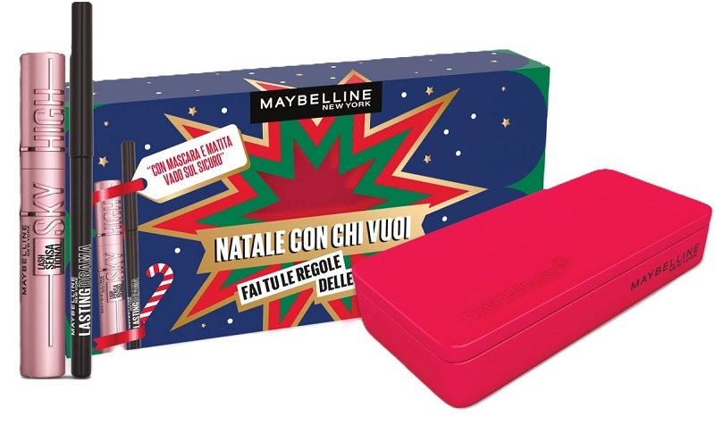 MAYBELLINE NATALE MASCARA SKY HIGH BLACK+ MATITA OCCHI+ MAKEUP BOX