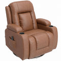 Fauteuil Inclinable de Massage et Chauffage, Fauteuil de Relaxation, Dossier Réglable, Pivotant, 82x99x103cm, Marron-0