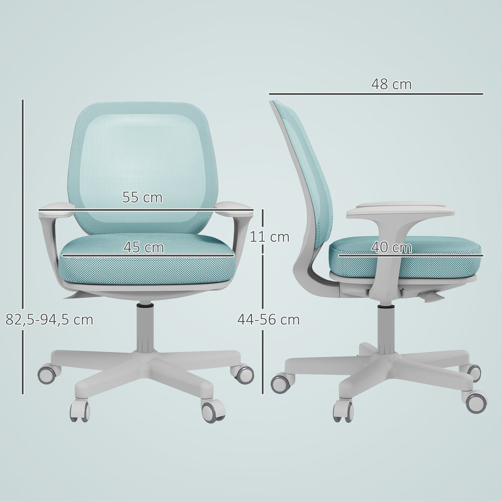 Fauteuil de bureau, chaise de bureau ergonomique en maille, hauteur réglable, 55x48x82,5-94,5cm, vert-2