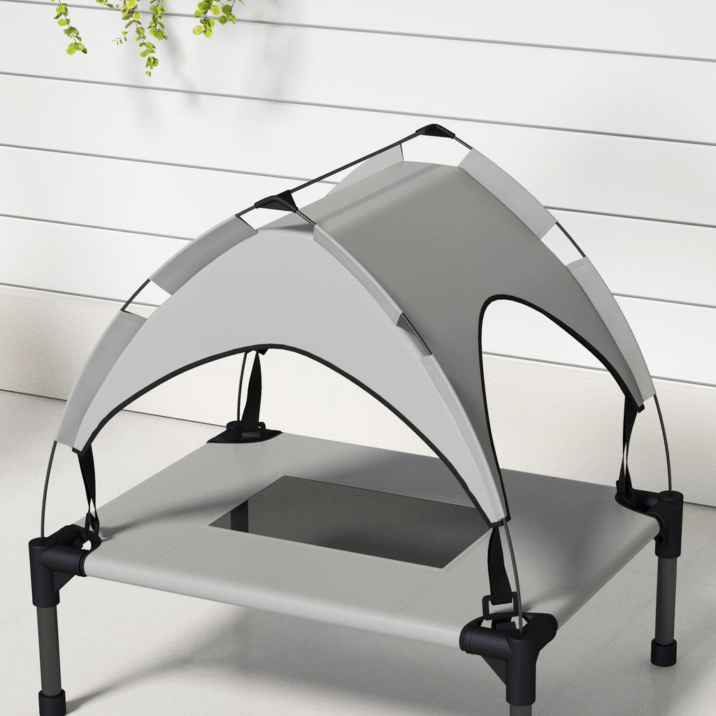 Lit pour chien chat sur pieds lit chien surélevé velum anti-UV oxford sac de transport inclus 61 x 46 x 63 cm gris-7
