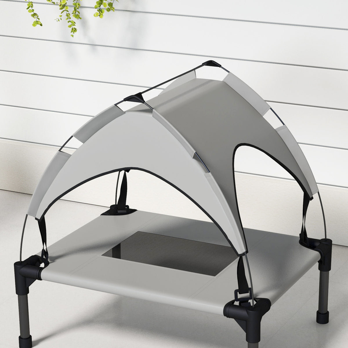 Lit pour chien chat sur pieds lit chien surélevé velum anti-UV oxford sac de transport inclus 61 x 46 x 63 cm gris-7