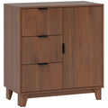 Buffet salon meuble de rangement avec placard à porte 3 tiroirs et étagère réglable 75 x 39 x 80 cm, effet bois marron-0
