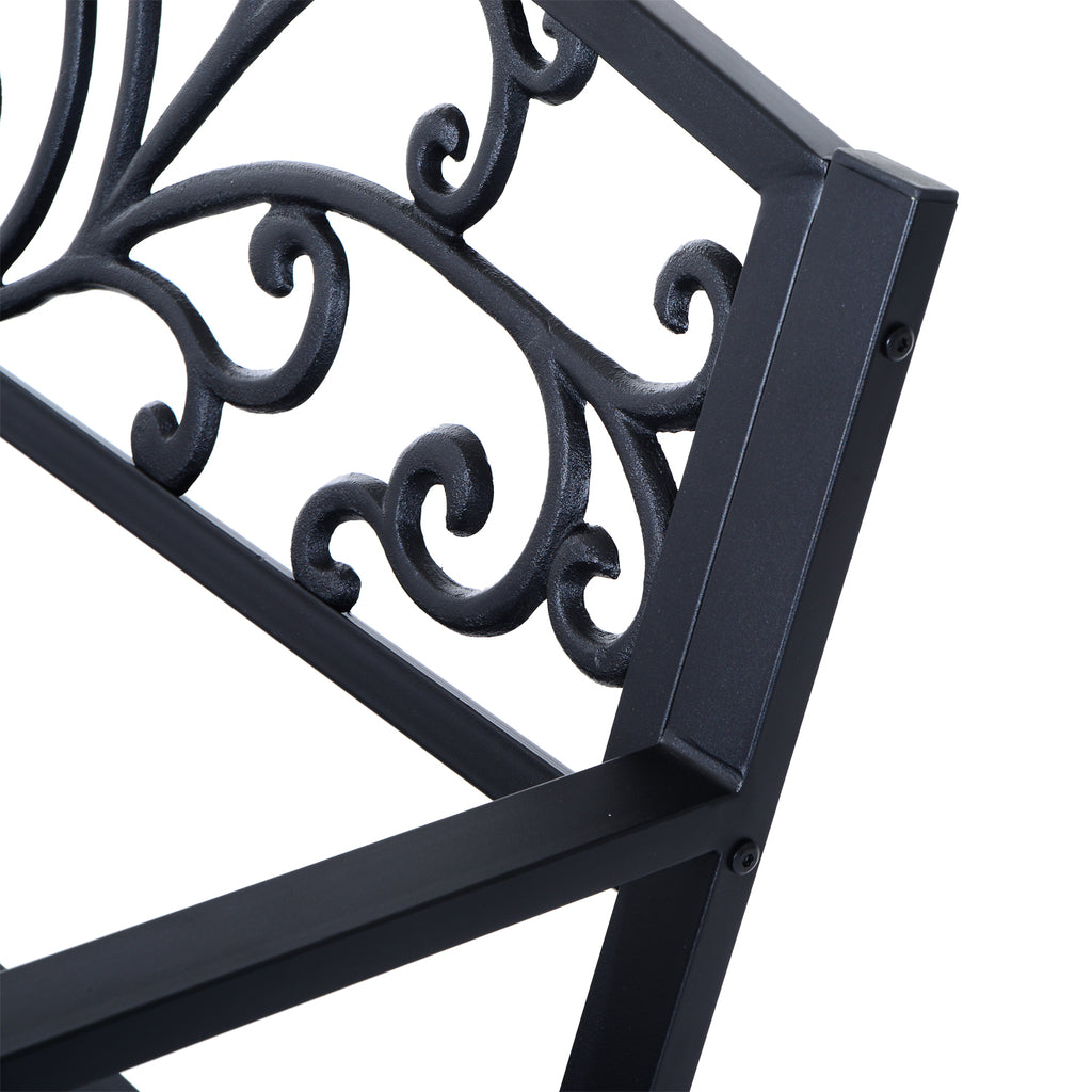 Banc de jardin terrasse en acier fonte noir 3 places 127 x 60 x 85 cm charge max 240 Kg-7
