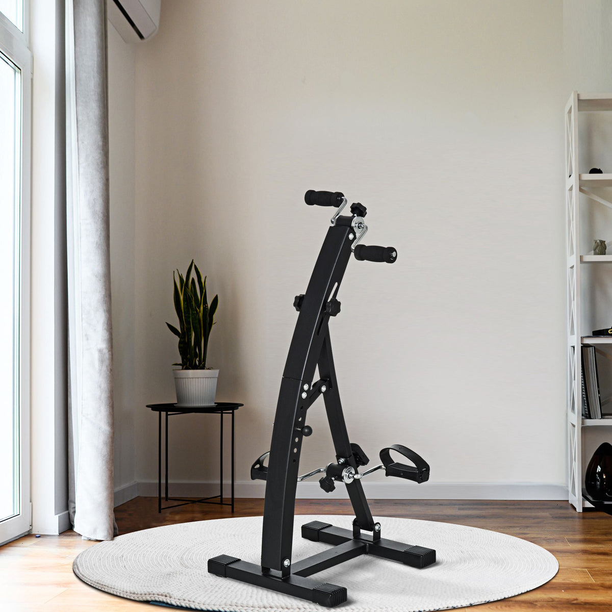 Vélo d'appartement pédalier rééducation bras jambes 40L x 42,5l x 100H cm hauteur guidon réglable noir-9
