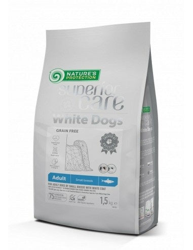 NATURE'S PROTECTION WHITE DOG GRAIN FREE ADULT SMALL ARINGA 1,5 KG.