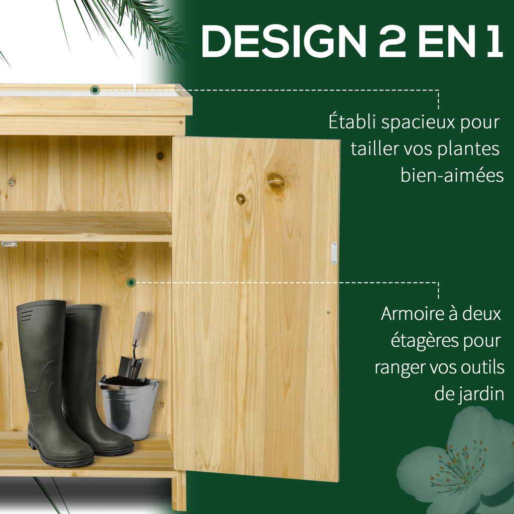 Armoire de jardin armoire de rangement de jardin plateau en métal galvanisé en bois massif 80 x 45 x 92 cm bois naturel-3