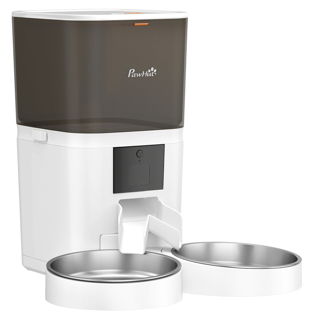 Distributore automatico Wi-Fi 6 L con doppia ciotola per gatti, bianco-0