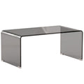 Table Basse en Verre, Table de Salon Rectangulaire Design Moderne avec Bords Arrondis Sûrs, Gris Clair Transparent-0