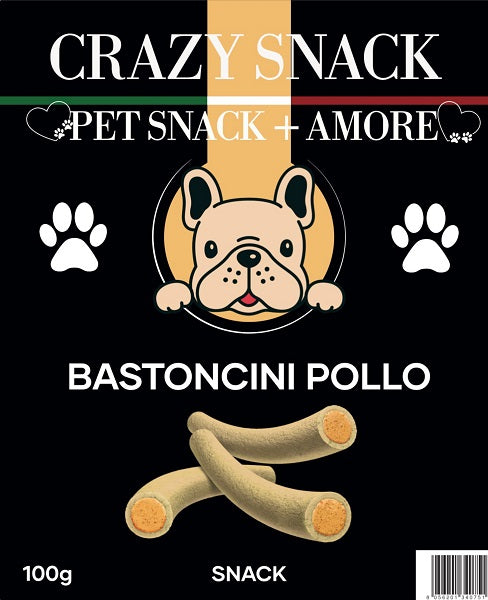 CRAZY SNACK DOG BASTONCINI POLLO 100 GR. (PET SNACK + AMORE)