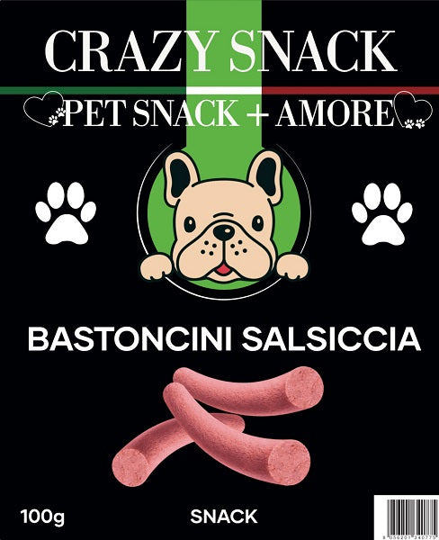 CRAZY SNACK DOG BASTONCINI SALSICCIA 100 GR. (PET SNACK + AMORE)