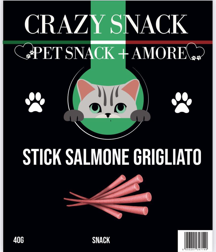 CRAZY SNACK CAT STICK SALMONE GRIGLIATO 40 GR. (PET SNACK + AMORE)