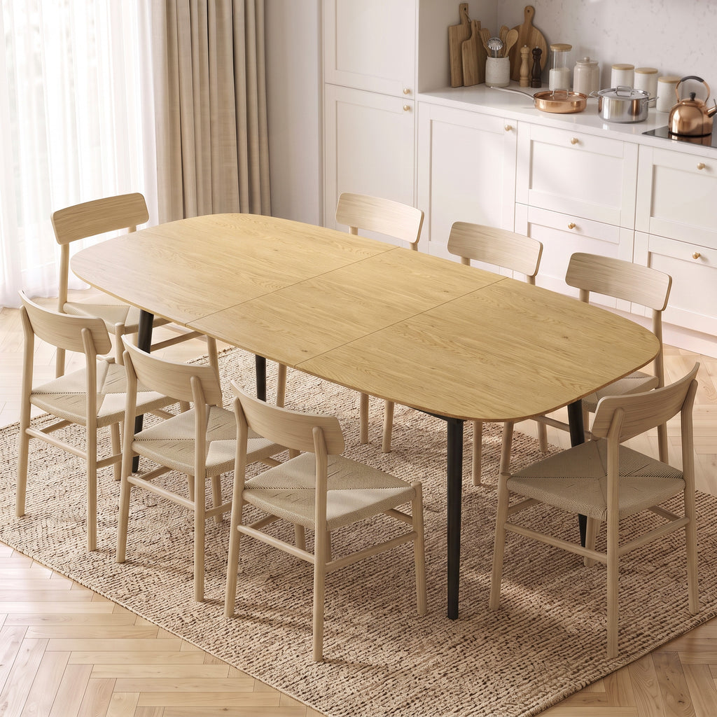 Table à Manger Extensible Rectangle pour 6 à 8 Personnes, Table de Cuisine 160-200 cm avec Étagère, Marron-1