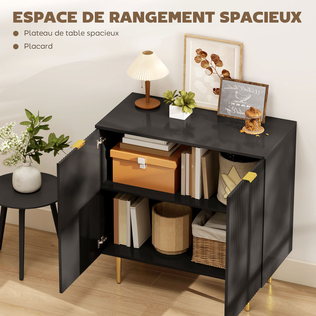 Buffet cuisine meuble de rangement avec 2 portes étagère réglable pieds métalliques surélevés 80 x 40 x 80 cm noir-3