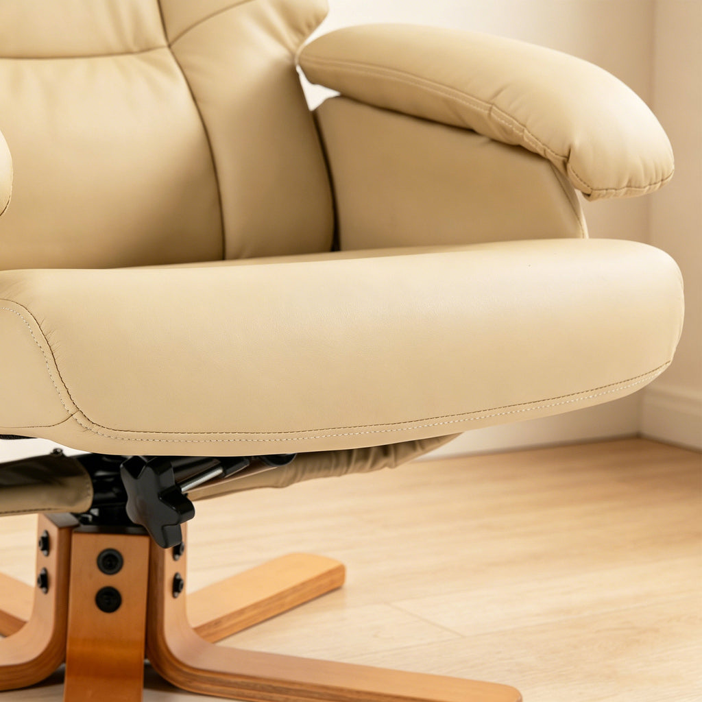 Fauteuil relax avec repose-pied fauteuil de relaxation pivotant 360° dossier inclinable charge 120 Kg beige-9