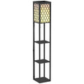 Lampadaire étagère Lampe étagère 26L x 26l x 160H cm 4 Niveaux MDF Noir Motif nid d'abeille-0