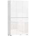 Buffet haut cuisine armoire de cuisine à haute brillance 6 portes à fermeture douce étagères réglables blanc-0