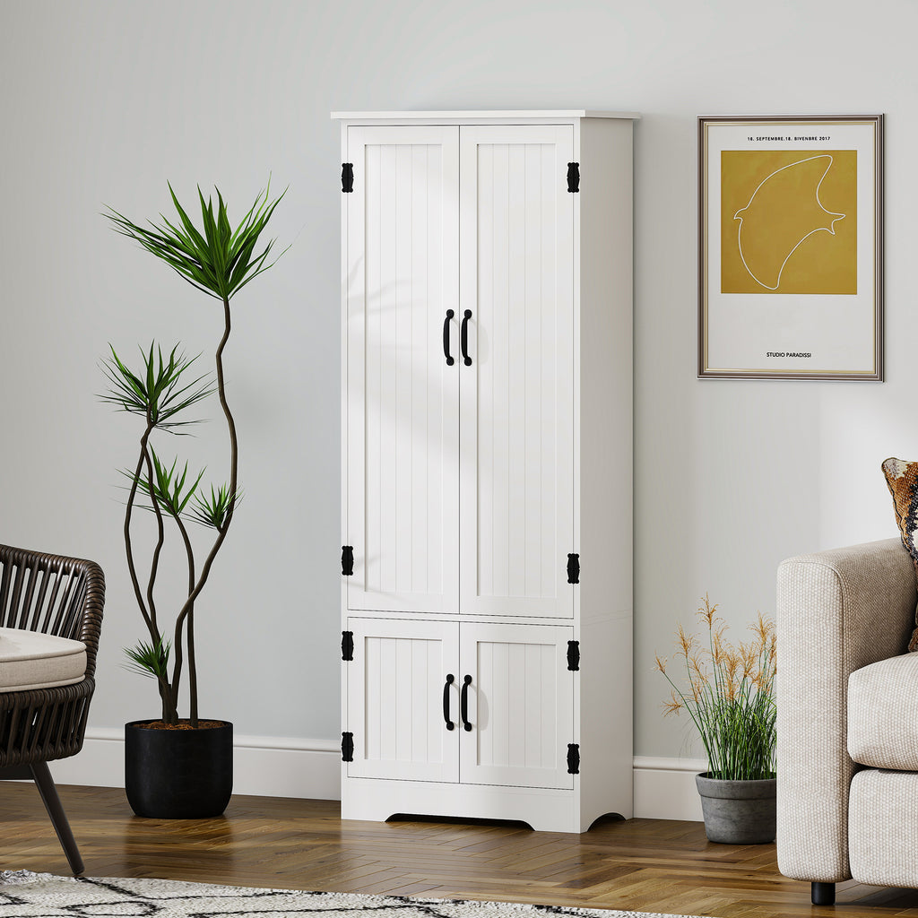 Buffet de cuisine armoire de cuisine contemporaine multi-rangements 2 placards 3 étagères MDF panneaux particules blanc-8