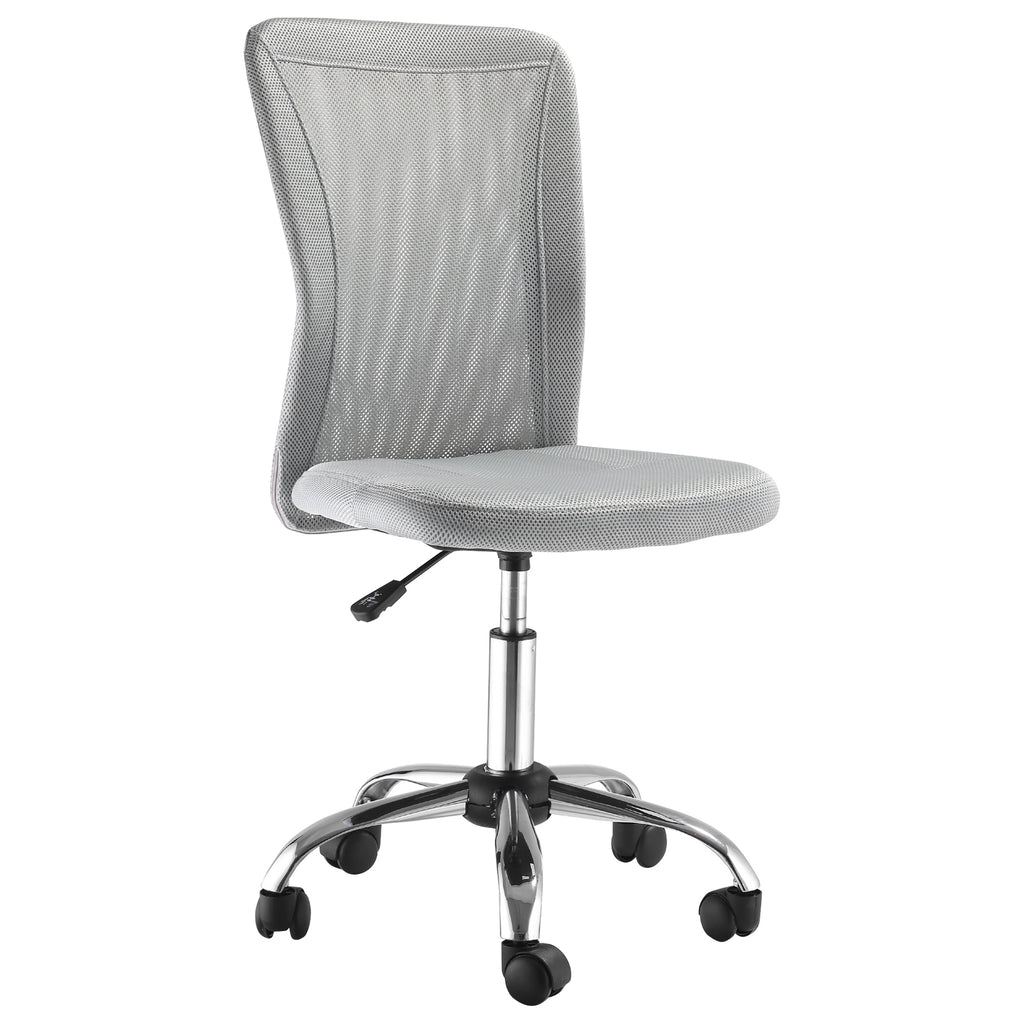 Chaise de Bureau Ergonomique, Fauteuil de Bureau, Hauteur Réglable, Piètement Chromé, Pivotant 360°, Revêtement Maille, Gris-0