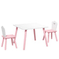 Table enfant avec chaise, ensemble table et 2 chaises en bois pour dessiner, jouer, étudier, rose-0