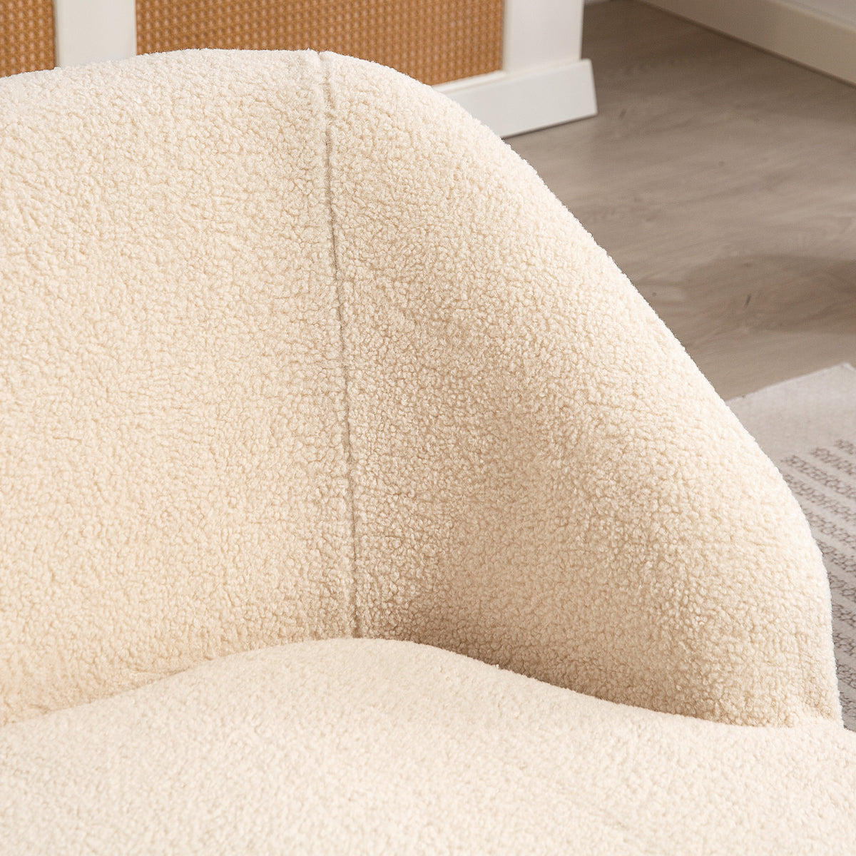 Canapé 2 places canapé en tissu bouclette 142 cm avec dossier et assise incurvés, aucun assemblage requis, beige-8