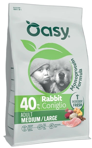 OASY DOG ADULT MONOPROTEIN MEDIUM/LARGE CONIGLIO 10 KG.