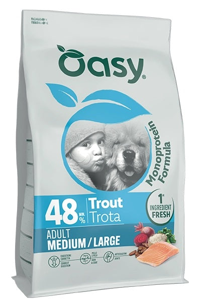 OASY DOG ADULT MONOPROTEIN MEDIUM/LARGE TROTA 10 KG.