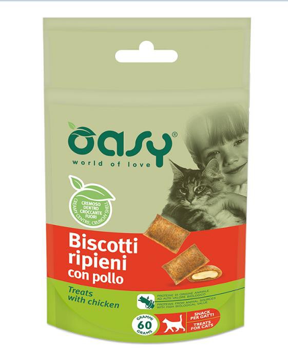 OASY CAT BISCOTTI RIPIENI CON POLLO 60 GR.