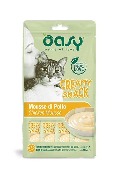 OASY CAT CREAMY SNACK MOUSSE DI POLLO 4 x 15 GR.