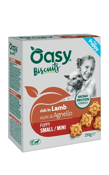 OASY SNACK DOG MONOPROTEIN BISCUITS - PUPPY SMALL/MINI AGNELLO CONF. 250 GR